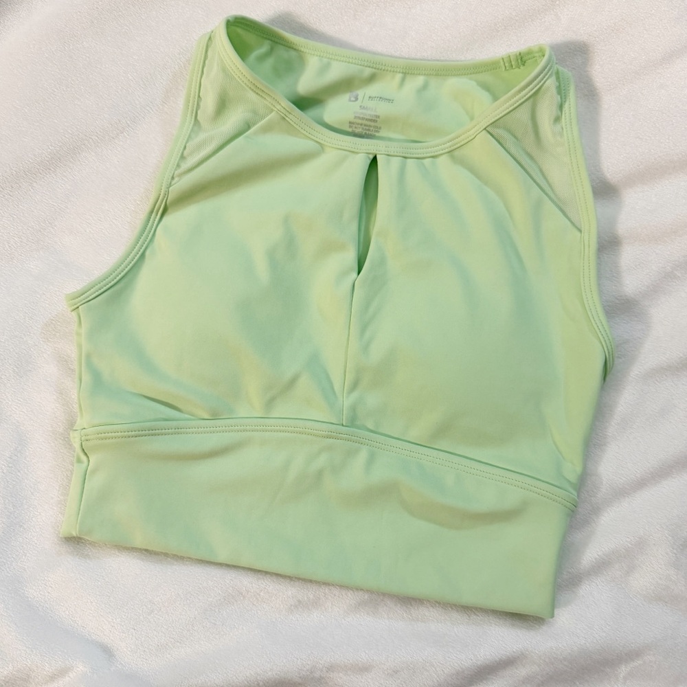 Buffbunny Collection Step Up Crop Sports Bra Tank Lime Green Small